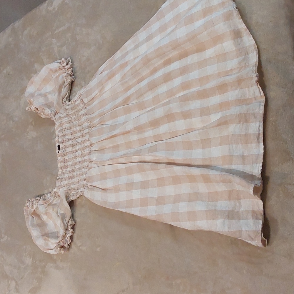 House of Harlow 1960 gingham smocked babydoll mini dress Size L - Picture 2 of 13
